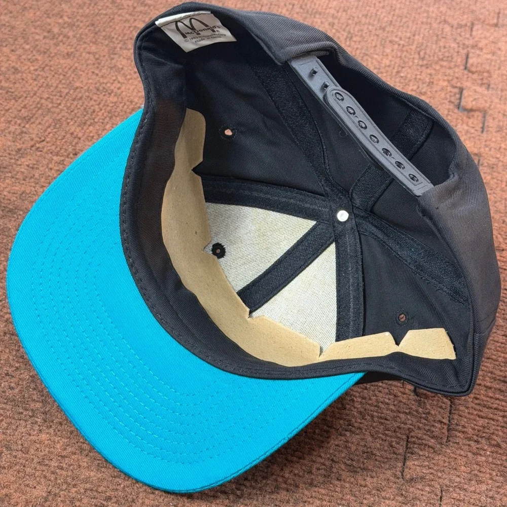 Vintage 1993 McDonalds Nothin But Net Basketball Snapback Hat Black Teal 90s Cap
